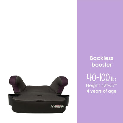 Hybrid SI 3-in-1 Combination Booster Seat, Dash Plum – Side-Impact Protection, 3-Stage Growth Design, Adjustable Headrest, Cushioned Comfort