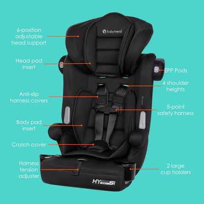 Hybrid SI 3-in-1 Combination Booster Seat, Dash Plum – Side-Impact Protection, 3-Stage Growth Design, Adjustable Headrest, Cushioned Comfort