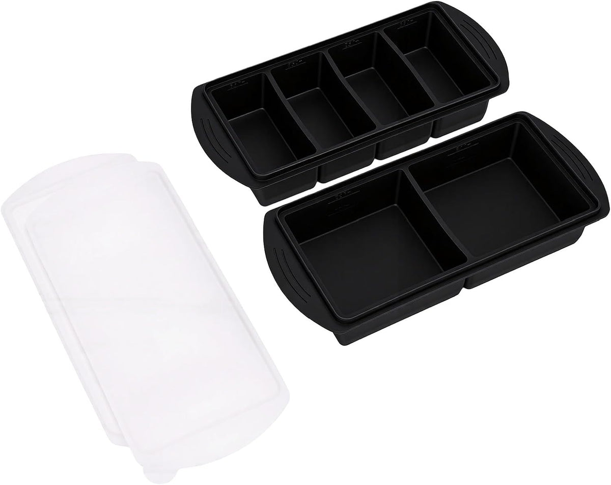 Silicone Freezer Tray with Lid, Large Ice Cube Mold for Soup Broth Sauce Storage Easy Release Flexible Base for Meal Prep and Portion Control(2 Cup and 4 Cup) (2PCS)