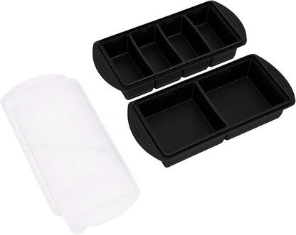 Silicone Freezer Tray with Lid, Large Ice Cube Mold for Soup Broth Sauce Storage Easy Release Flexible Base for Meal Prep and Portion Control(2 Cup and 4 Cup) (2PCS)