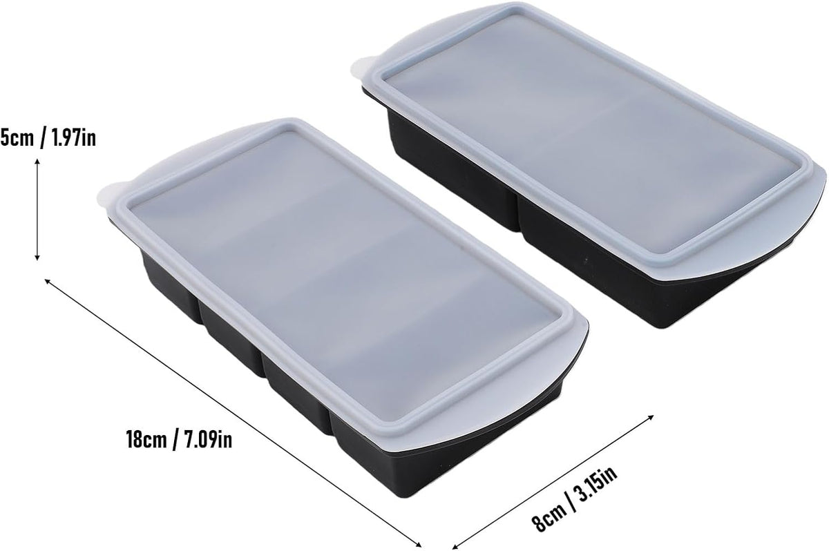 Silicone Freezer Tray with Lid, Large Ice Cube Mold for Soup Broth Sauce Storage Easy Release Flexible Base for Meal Prep and Portion Control(2 Cup and 4 Cup) (2PCS)