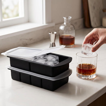 Silicone Freezer Tray with Lid, Large Ice Cube Mold for Soup Broth Sauce Storage Easy Release Flexible Base for Meal Prep and Portion Control(2 Cup and 4 Cup) (2PCS)