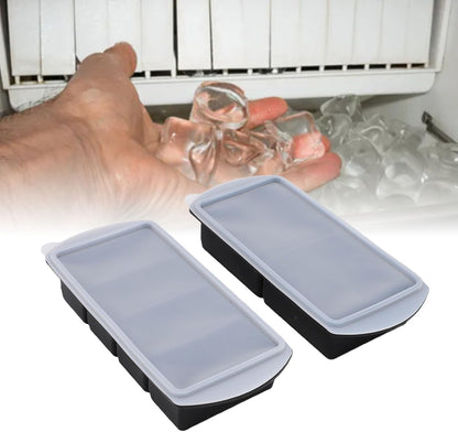 Silicone Freezer Tray with Lid, Large Ice Cube Mold for Soup Broth Sauce Storage Easy Release Flexible Base for Meal Prep and Portion Control(2 Cup and 4 Cup) (2PCS)