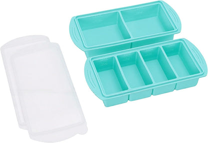 Silicone Freezer Tray with Lid, Large Ice Cube Mold for Soup Broth Sauce Storage Easy Release Flexible Base for Meal Prep and Portion Control(2 Cup and 4 Cup) (2PCS)