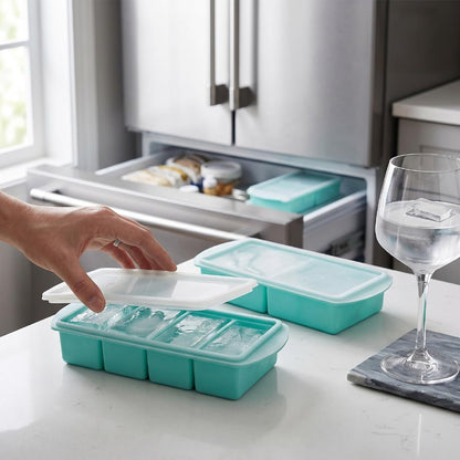 Silicone Freezer Tray with Lid, Large Ice Cube Mold for Soup Broth Sauce Storage Easy Release Flexible Base for Meal Prep and Portion Control(2 Cup and 4 Cup) (2PCS)