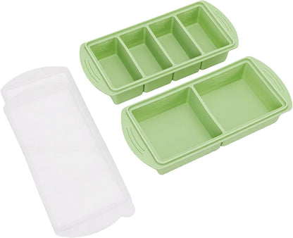 Silicone Freezer Tray with Lid, Large Ice Cube Mold for Soup Broth Sauce Storage Easy Release Flexible Base for Meal Prep and Portion Control(2 Cup and 4 Cup) (2PCS)