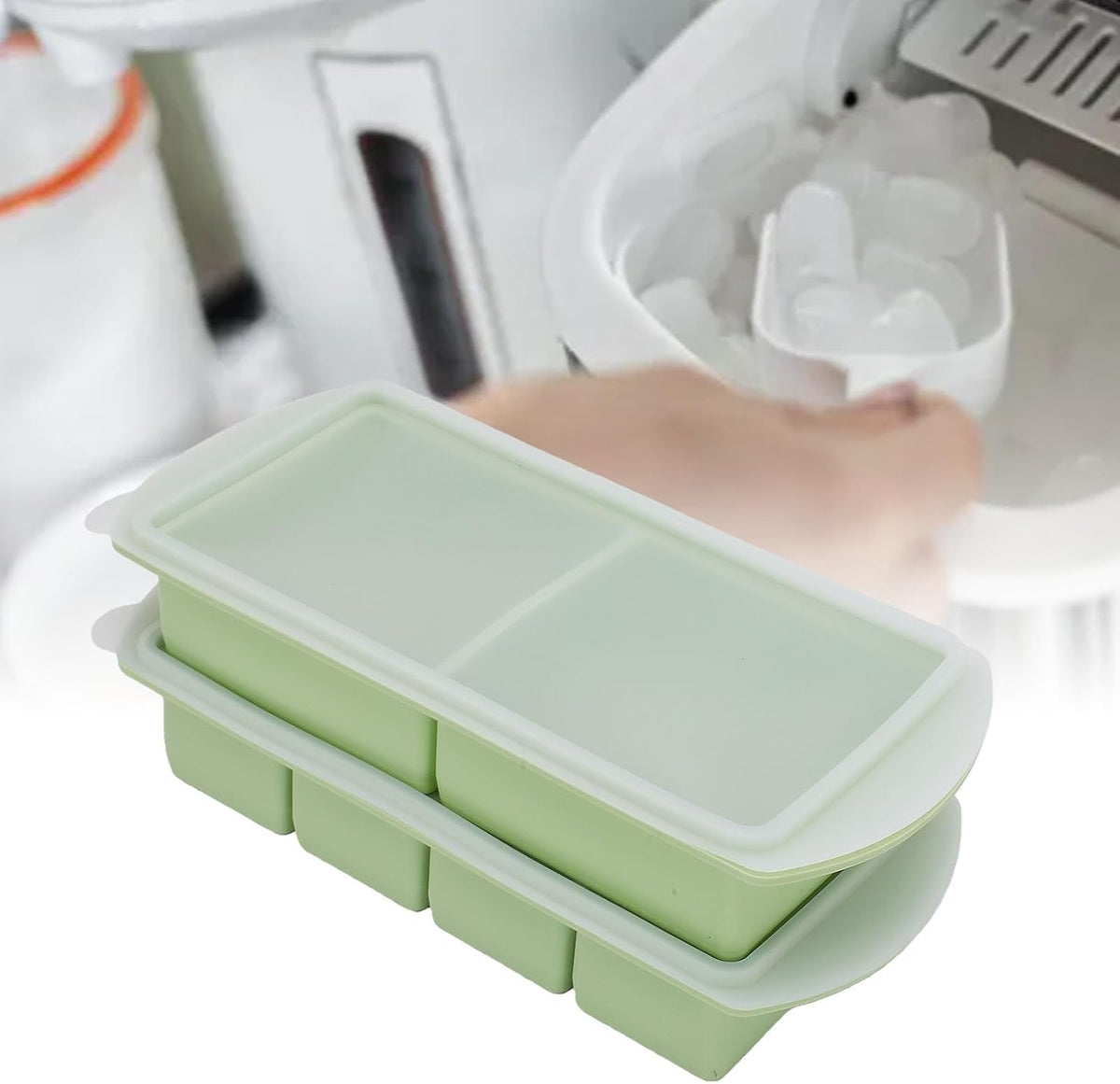 Silicone Freezer Tray with Lid, Large Ice Cube Mold for Soup Broth Sauce Storage Easy Release Flexible Base for Meal Prep and Portion Control(2 Cup and 4 Cup) (2PCS)