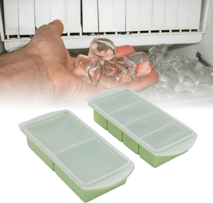 Silicone Freezer Tray with Lid, Large Ice Cube Mold for Soup Broth Sauce Storage Easy Release Flexible Base for Meal Prep and Portion Control(2 Cup and 4 Cup) (2PCS)