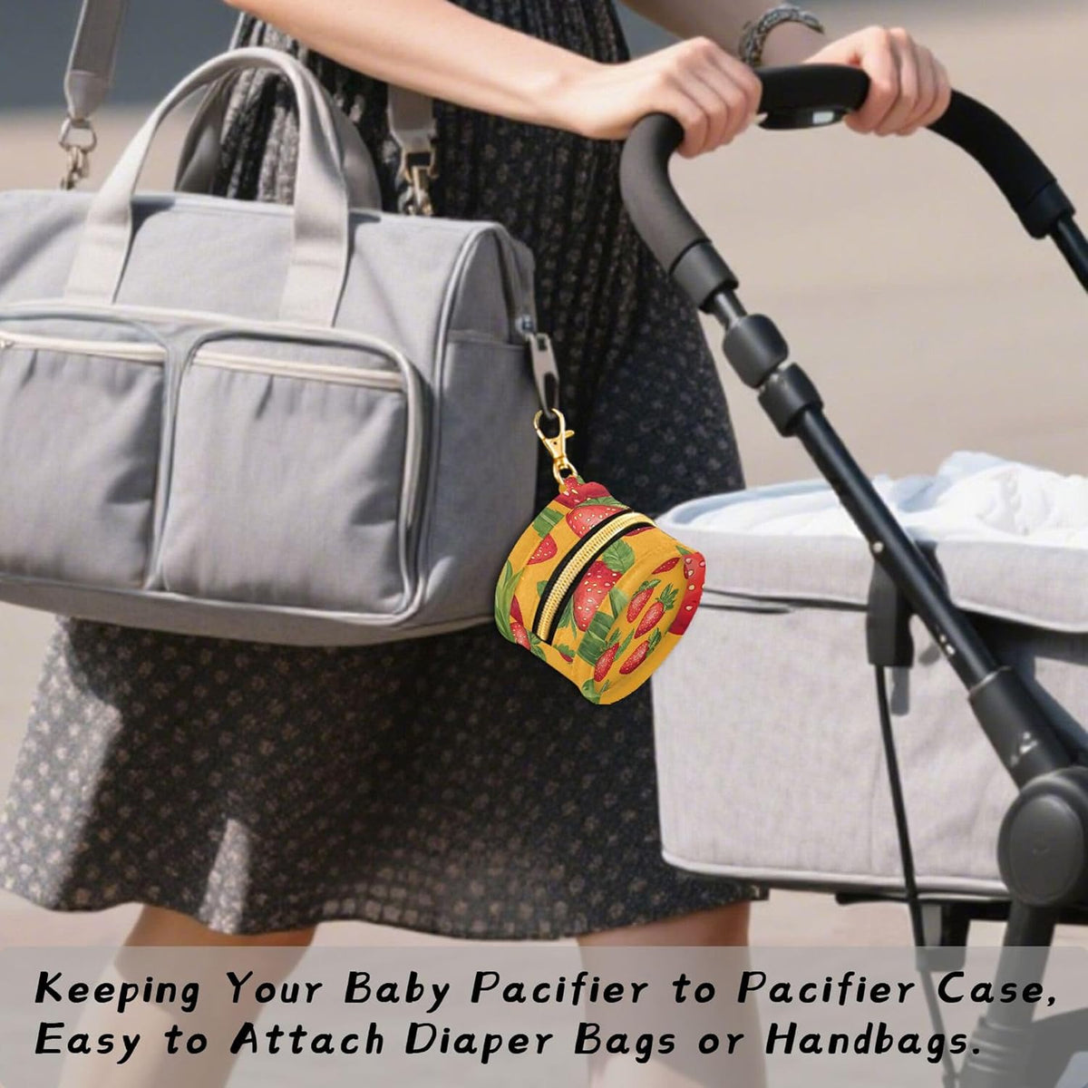 Delicious Strawberries Baby Pacifier Holder Case, Dustproof Portable Storage Box for Diaper Bag Purse, Pacifier Storage Container for Boys & Girls