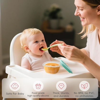 8 Pack Baby Food Storage Containers 4 oz, Baby Silicone Food Jars with Ventilation Valve, Snack Containers with Leak Proof Sealing Lid Microwave Safe, Suitablefor Nurseries, Schools and Travel