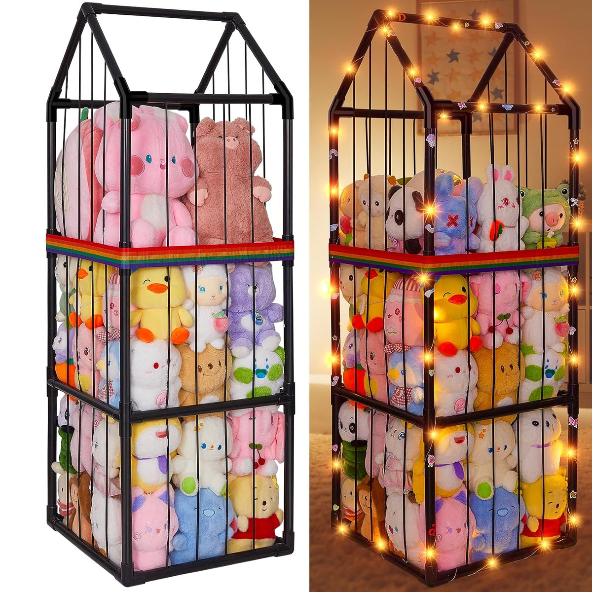 Plushies Toy Storage Organizer PVC Stuffed Animals Holder Kids Playroom Nursery Shelf