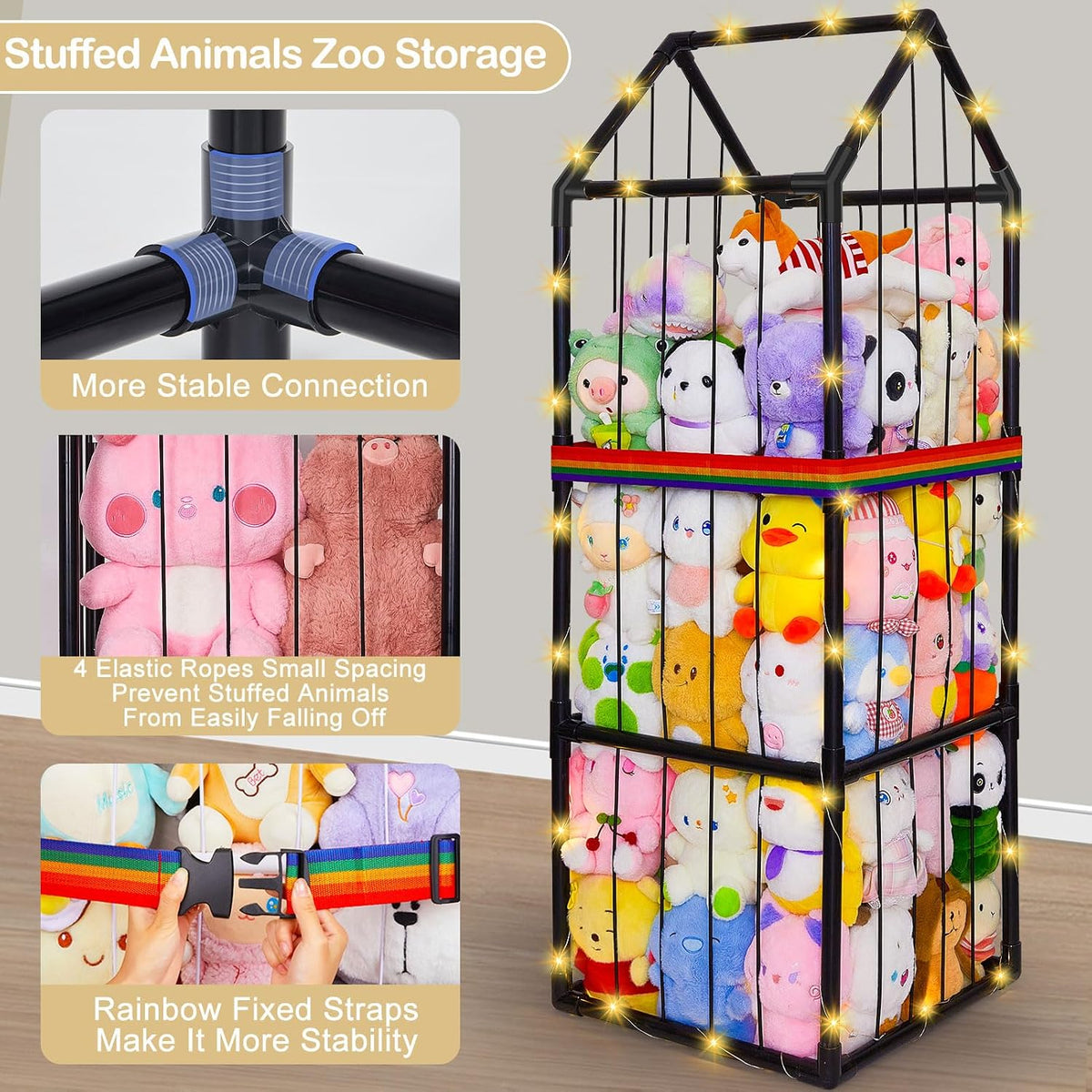 Plushies Toy Storage Organizer PVC Stuffed Animals Holder Kids Playroom Nursery Shelf