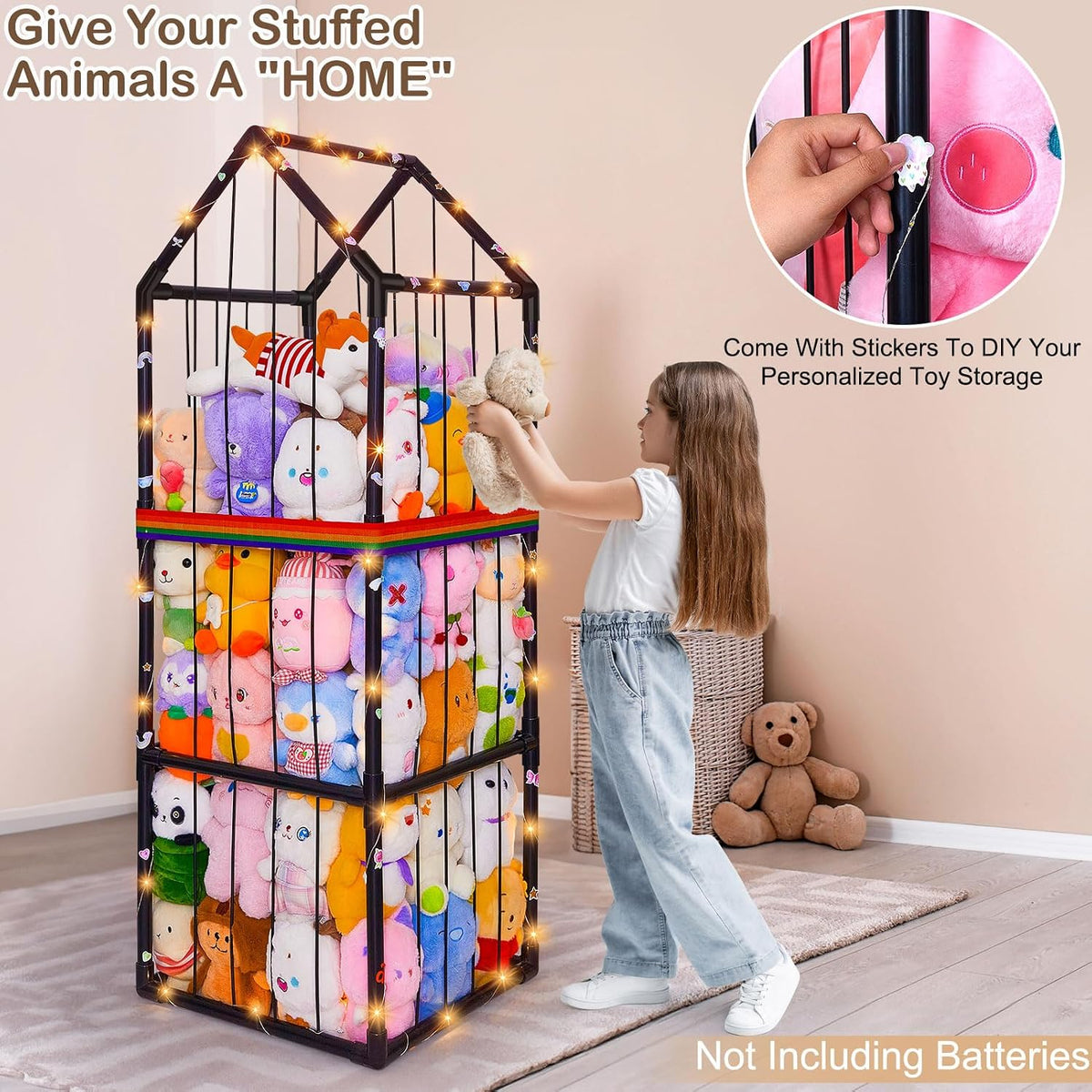 Plushies Toy Storage Organizer PVC Stuffed Animals Holder Kids Playroom Nursery Shelf