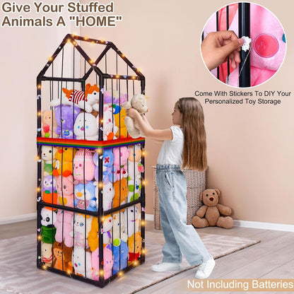 Plushies Toy Storage Organizer PVC Stuffed Animals Holder Kids Playroom Nursery Shelf