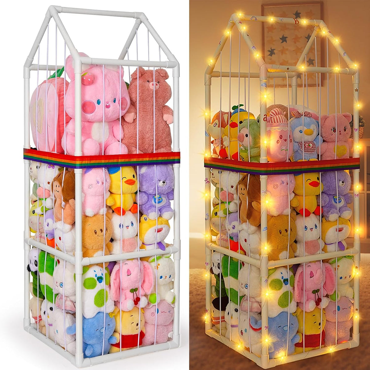 Plushies Toy Storage Organizer PVC Stuffed Animals Holder Kids Playroom Nursery Shelf