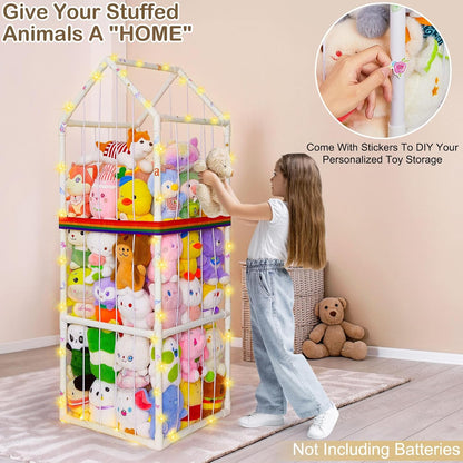 Plushies Toy Storage Organizer PVC Stuffed Animals Holder Kids Playroom Nursery Shelf