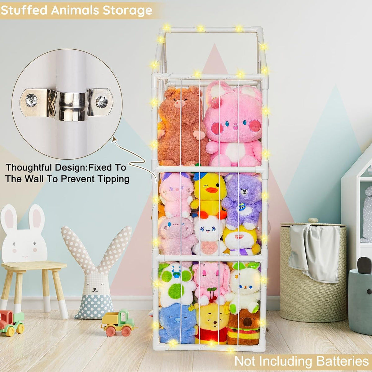 Plushies Toy Storage Organizer PVC Stuffed Animals Holder Kids Playroom Nursery Shelf