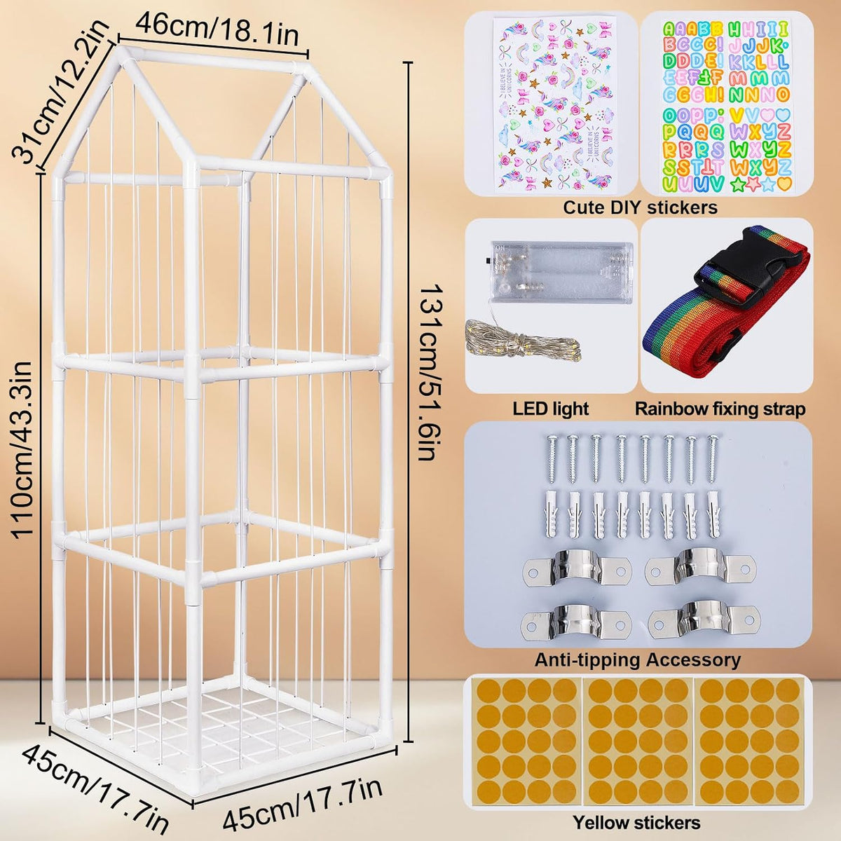 Plushies Toy Storage Organizer PVC Stuffed Animals Holder Kids Playroom Nursery Shelf