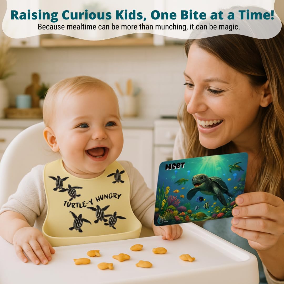 Beachy Sea Life Silicone Bibs for Babies - 2 Pack Sea Life Bibs for Boys and Girls - Easy to Clean Adjustable