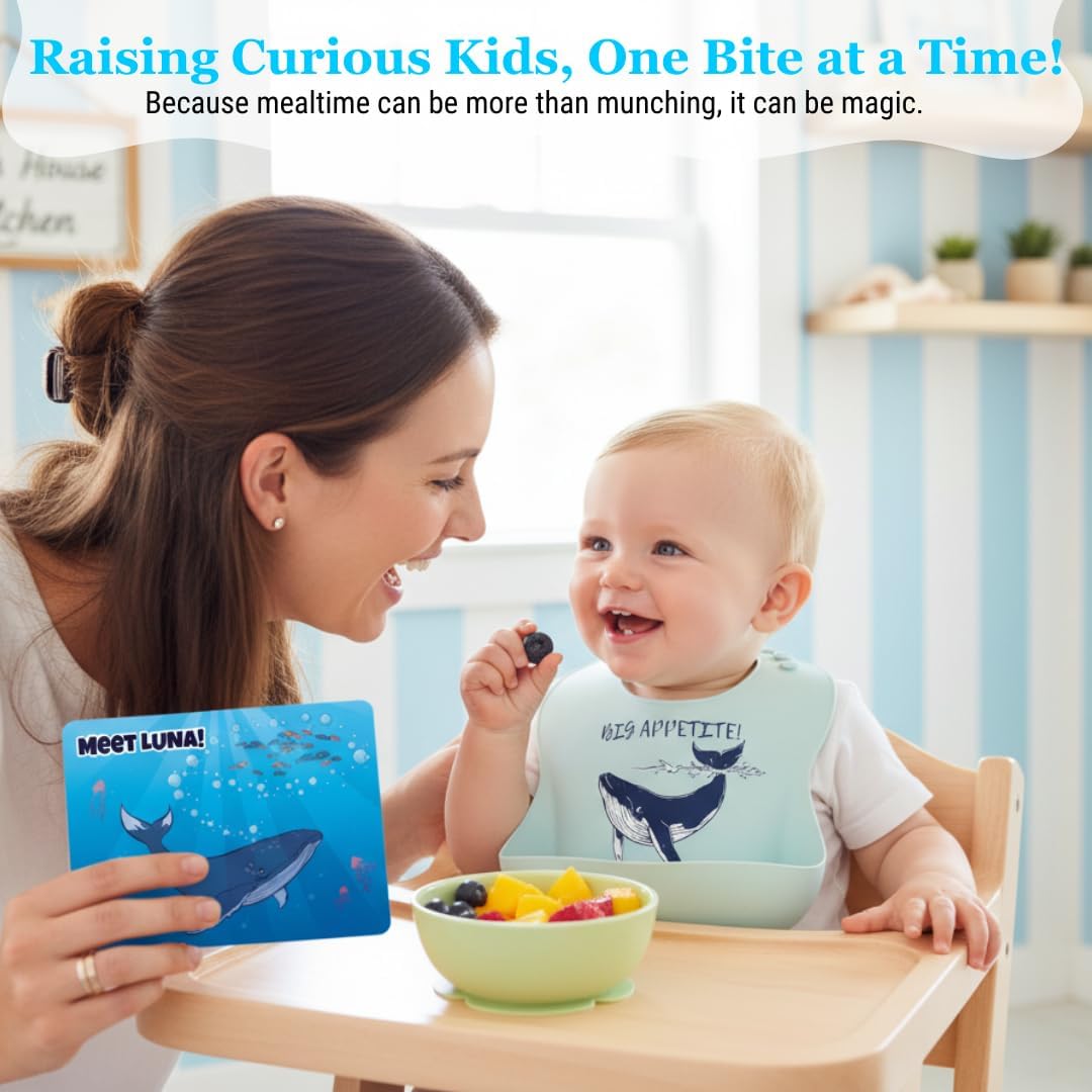 Beachy Sea Life Silicone Bibs for Babies - 2 Pack Sea Life Bibs for Boys and Girls - Easy to Clean Adjustable