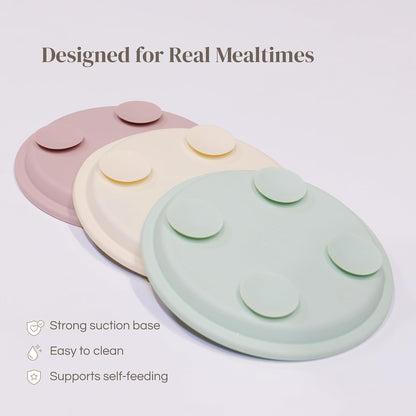 Stainless Steel Baby Feeding Set (6-Piece) – Suction Plate & Bowl, Straw Cup, Spoon, Fork & Bib – Non-Toxic, BPA-Free, Durable Set for Starting Solids, Essentials for Babies & Toddlers (Cream)