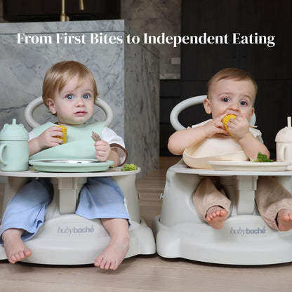 Stainless Steel Baby Feeding Set (6-Piece) – Suction Plate & Bowl, Straw Cup, Spoon, Fork & Bib – Non-Toxic, BPA-Free, Durable Set for Starting Solids, Essentials for Babies & Toddlers (Cream)
