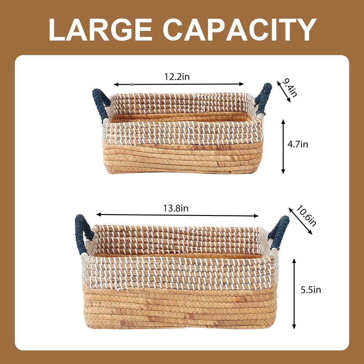 Seagrass Laundry Hamper Set with Lids, 4-Piece Handwoven Wicker Storage Baskets with Washable Liners, Includes 2 Large Hampers and 2 Shelf Bins for Bedroom Bathroom Laundry Room