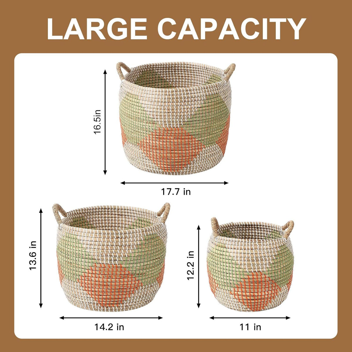 Seagrass Laundry Hamper Set with Lids, 4-Piece Handwoven Wicker Storage Baskets with Washable Liners, Includes 2 Large Hampers and 2 Shelf Bins for Bedroom Bathroom Laundry Room
