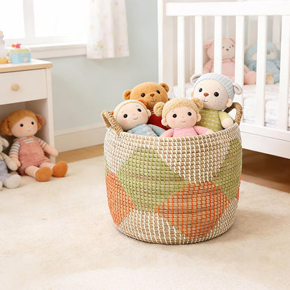 Seagrass Laundry Hamper Set with Lids, 4-Piece Handwoven Wicker Storage Baskets with Washable Liners, Includes 2 Large Hampers and 2 Shelf Bins for Bedroom Bathroom Laundry Room