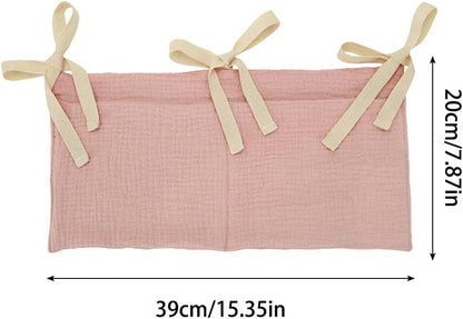 Baby Crib Pocket with Straps Hanging Baby Diaper Caddy Organizer, Diaper Stacker Classified Storage Bag Organizer for Nursery Diapers Wipes Baby Essentials (Light Beige)
