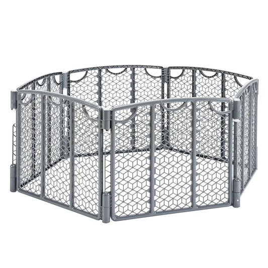 Versatile Play Space Adjustable Play Area, 6-Panel (Cool Gray)