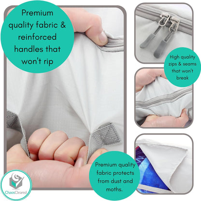 2 Pack Clothing Storage Bags Clothes Organizer folding fabric bags for sweaters, clothing, garment, bedding, quilt, linens, large folding organizers with zip & window (2 Pack Beige)