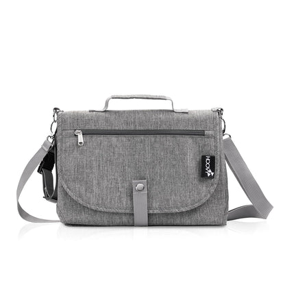 Portable Baby Changing Pad, Gray, Waterproof, with Mesh Storage Pockets and Built-in Cushioned Pillow