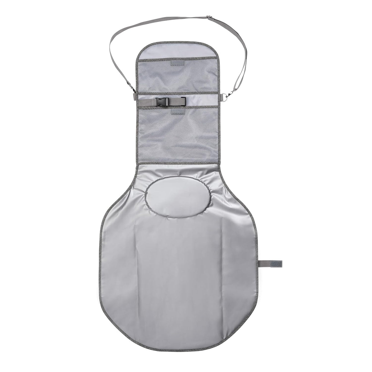 Portable Baby Changing Pad, Gray, Waterproof, with Mesh Storage Pockets and Built-in Cushioned Pillow