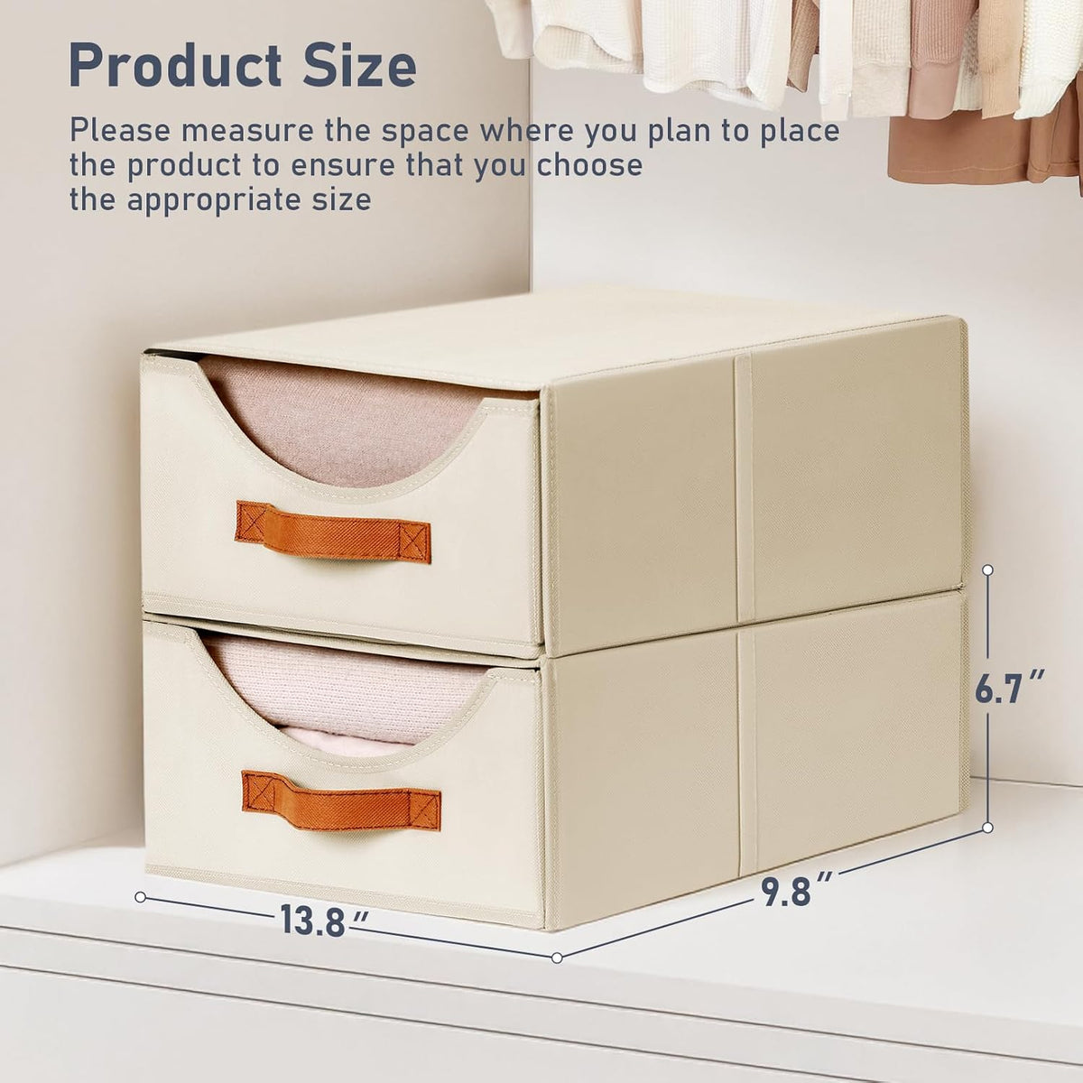 Closet Organizers and Storage - 4 Pack Fabric Storage Bins with Drawers, Collapsible Clothes Organizers Stackable Drawers for Closet, Bedroom, Living Room, Shelf, Wardrobe
