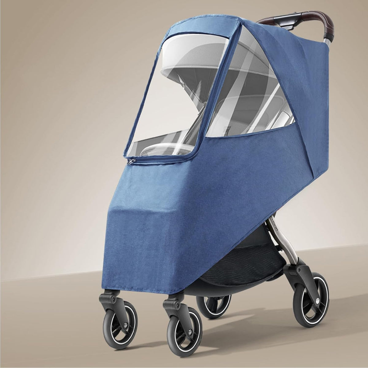 Universal Stroller Rain Cover, Windproof Coldproof Breathable for Toddler Travel Pushchair (Linen Blue)