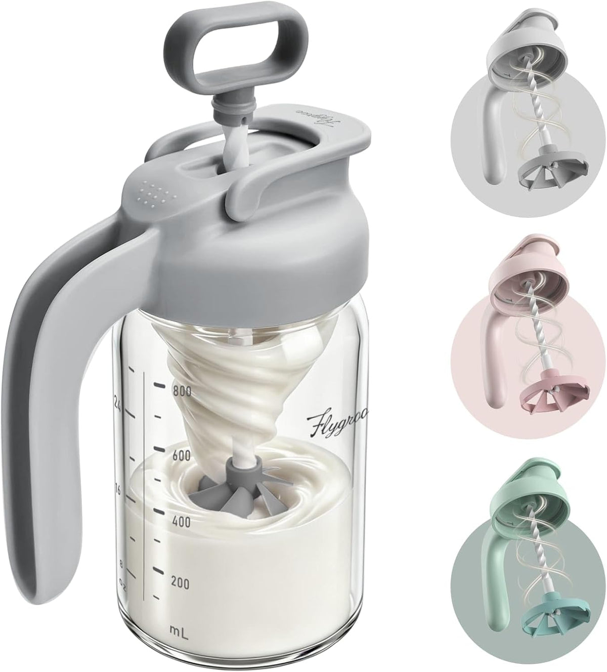 Glass Breast Milk Pitcher, Baby Formula Mixing Pitcher - 24oz, Grey