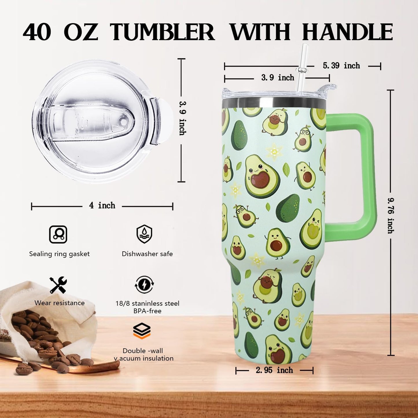 Ceovfoi 40 Oz Leopard & Zebra Print Tumbler With Handle, Lid & Straw - Insulated Travel Coffee Mug Water Bottle, Animal Print Gifts for Women Men