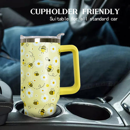 Ceovfoi 40 Oz Leopard & Zebra Print Tumbler With Handle, Lid & Straw - Insulated Travel Coffee Mug Water Bottle, Animal Print Gifts for Women Men