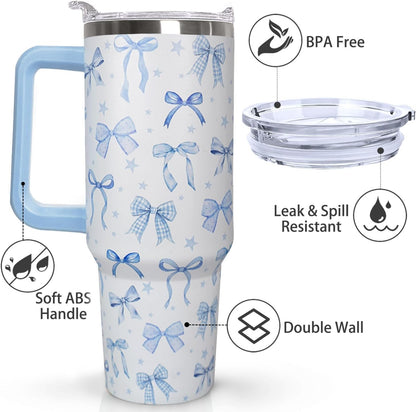 Ceovfoi 40 Oz Leopard & Zebra Print Tumbler With Handle, Lid & Straw - Insulated Travel Coffee Mug Water Bottle, Animal Print Gifts for Women Men