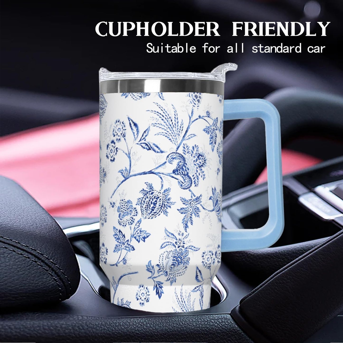 Ceovfoi 40 Oz Leopard & Zebra Print Tumbler With Handle, Lid & Straw - Insulated Travel Coffee Mug Water Bottle, Animal Print Gifts for Women Men