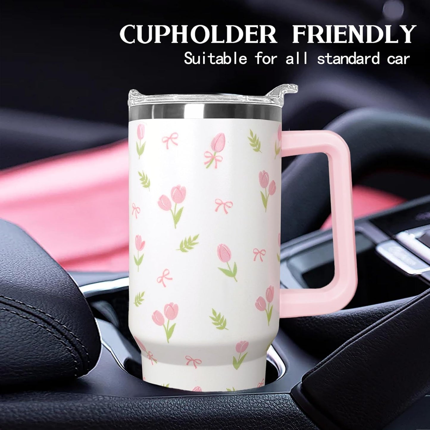 Ceovfoi 40 Oz Leopard & Zebra Print Tumbler With Handle, Lid & Straw - Insulated Travel Coffee Mug Water Bottle, Animal Print Gifts for Women Men