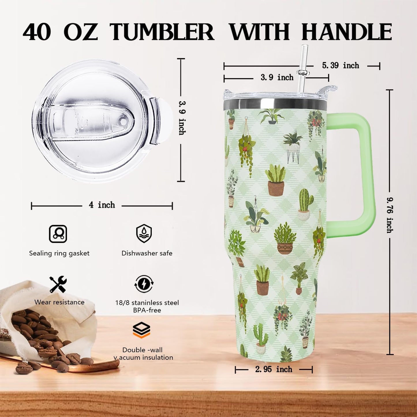 Ceovfoi 40 Oz Leopard & Zebra Print Tumbler With Handle, Lid & Straw - Insulated Travel Coffee Mug Water Bottle, Animal Print Gifts for Women Men