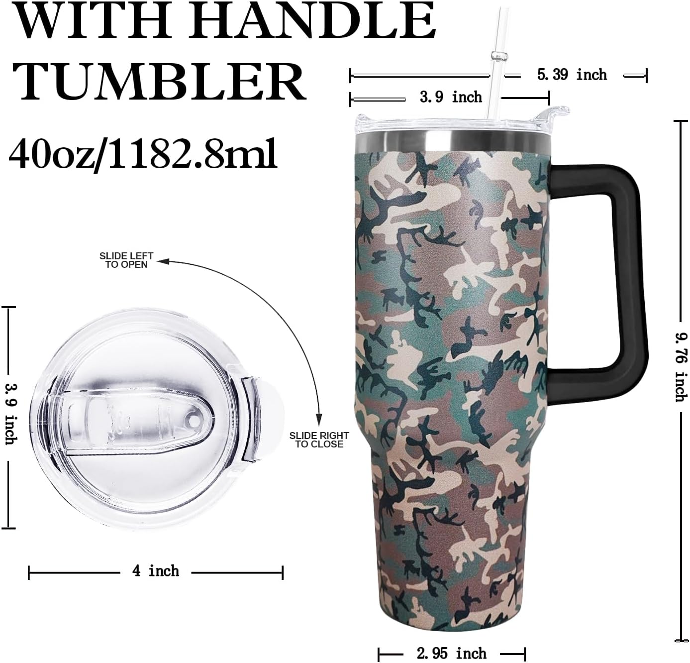 Ceovfoi 40 Oz Leopard & Zebra Print Tumbler With Handle, Lid & Straw - Insulated Travel Coffee Mug Water Bottle, Animal Print Gifts for Women Men