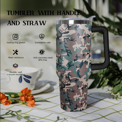 Ceovfoi 40 Oz Leopard & Zebra Print Tumbler With Handle, Lid & Straw - Insulated Travel Coffee Mug Water Bottle, Animal Print Gifts for Women Men