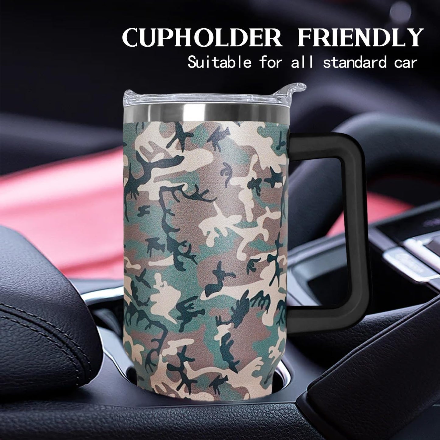 Ceovfoi 40 Oz Leopard & Zebra Print Tumbler With Handle, Lid & Straw - Insulated Travel Coffee Mug Water Bottle, Animal Print Gifts for Women Men