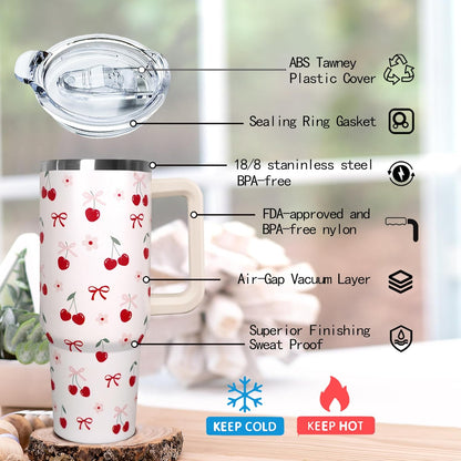 Ceovfoi 40 Oz Leopard & Zebra Print Tumbler With Handle, Lid & Straw - Insulated Travel Coffee Mug Water Bottle, Animal Print Gifts for Women Men