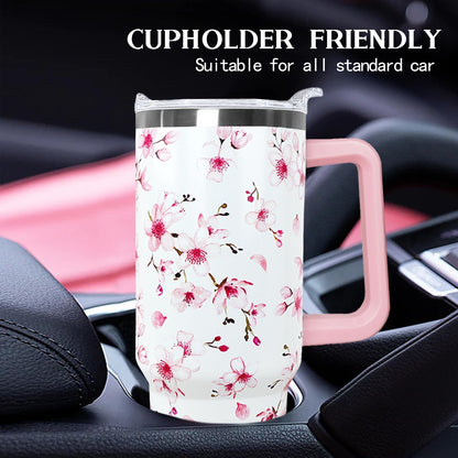 Ceovfoi 40 Oz Leopard & Zebra Print Tumbler With Handle, Lid & Straw - Insulated Travel Coffee Mug Water Bottle, Animal Print Gifts for Women Men
