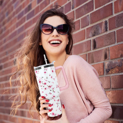 Ceovfoi 40 Oz Leopard & Zebra Print Tumbler With Handle, Lid & Straw - Insulated Travel Coffee Mug Water Bottle, Animal Print Gifts for Women Men