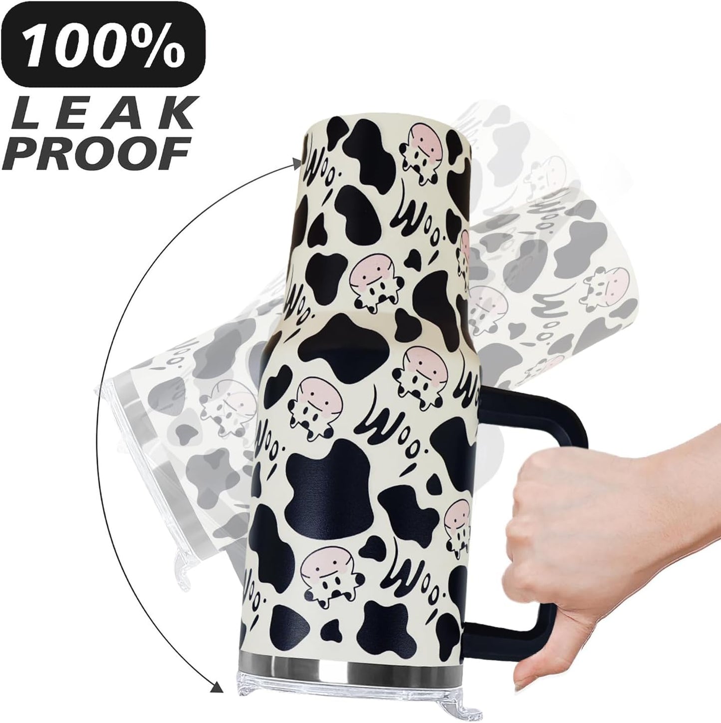 Ceovfoi 40 Oz Leopard & Zebra Print Tumbler With Handle, Lid & Straw - Insulated Travel Coffee Mug Water Bottle, Animal Print Gifts for Women Men